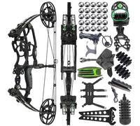 wolfman Kit arco compound a doppio uso, arco da caccia con frecce e palline d'acciaio, potenza regolabile da 30 a 70 libbre, 340 fps (IBO), per tiro al bersaglio con arco (Nero, Set arco compound)