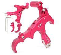 wolfman Rilascio per Arco Compound con Calibro - 3/4 Dita in Lega di Alluminio Regolabile universalmente LH/RH per tiro con L'Arco, Caccia e tiro al Bersaglio (Rosa)