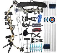 Wolfman Set arco compound adulti 30-60 LBS completo con frecce e punte da caccia, mirino, stabilizzatore e faretra, per caccia e tiro al bersaglio, mancini e destrorsi