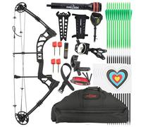 wolfman Set arco compound e frecce, potenza 0-70 libbre, lunghezza di tiro 24-30", per cacciatori adulti principianti, caccia all'aperto, tiro al bersaglio (nero, Kit di archi)