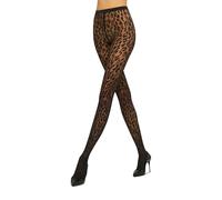 Wolford, Collant Leo, 20 denari, Nero Nero, motivo animalier, vedo non vedo (S)
