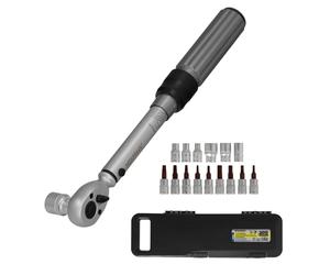 WOLFPACK LINEA PROFESIONAL Chiave dinamometrica 1/4" con 9 punte esagonali e 5 bicchieri. Chiave Coppia Camion, Auto, Moto, Micro Impostazioni, Acciaio CRV