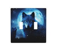 Wolfs - Placca da parete a 2 moduli, copertura decorativa moderna per interruttore della luce, in policarbonato, infrangibile, doppia levetta, copertura elettrica per cameretta dei bambini, bagno
