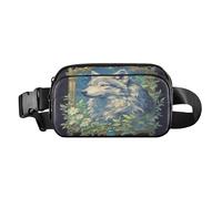 Wolfs Spring Green Marsupio alla moda per donne e uomini, resistente all'acqua, con tracolla regolabile, per viaggi, corsa, escursionismo, lupi verde primavera, taglia unica, Wolfs Verde Primavera, 1