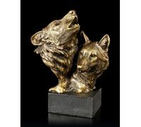 Wolfsköpfe Su Monolito - Song Of The Wild - Rosa Cane Testa di Lupo Statua Deco