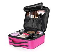WolFum Borsa per il trucco portatile per donna Custodia per organizer per il trucco Borsa per cosmetici professionale Custodia per il trucco Astucci per il trucco Divisori regolabili impermeabili Rosa