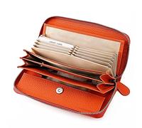 WolFum Il Primo Strato di Pelle di Vacchetta Borsa per Carte di Credito per Uomini e Donne Borsa per Biglietti per Monete Borsa con Frizione con Cerniera Portafoglio Lungo (Colore : D, Dimensioni :