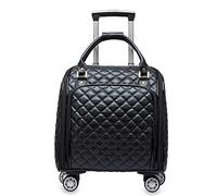 WolFum ZHANGQIANG Valigia Trolley da Viaggio 5 Città Trolley Approvato da Cabina, Nero (Colore : Nero, Dimensioni : 16 pollici) Raddoppia il Comfort
