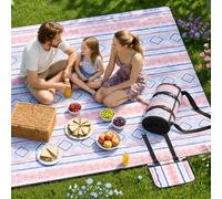 WolfWise Telo Picnic Impermeabile, Stuoia Campeggio 200x200 cm Pieghevole con Cinghie Regolabili e Tracolla, Picnic Blanket per Giardino, Prato, Spiaggia, Viaggi e Escursioni, Blu