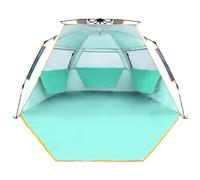 Wolfwise Tenda da spiaggia per 3-4 persone Quick Up UPF 50+, Tenda Parasole Familiare Portatile con Veranda Estesa, ideale per famiglia, campeggio e aperto, 215×115x125cm(85 x45x49 IN), Verde menta
