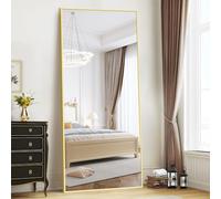 WOLIBEER Specchio a Figura Intera 192 x 85 cm, Grande Specchio da Terra Rettangolare in Alluminio Dorato per Camera da Letto Cameretta Soggiorno Spogliatoio