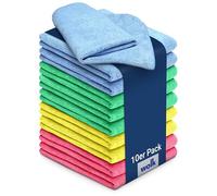 wolk Panni in microfibra - 10 pezzi - Dimensioni: 40 x 40 cm - Colore: verde, blu, giallo e rosso - stracci, panni per la pulizia, salviette - bagno, torta, gastronomia