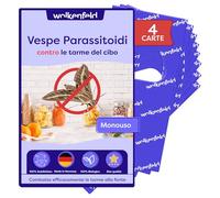 Wolkenfeld Vespe parassitoidi Contro Le tarme Alimentari - 4 Carte - Lotta Efficace e priva di Sostanze chimiche Contro Le tarme - Alternativa Naturale a trappole per tarme