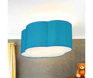 Wolkenlampe Cameretta Dei Bambini Blu Tessuto 40 CM Lungo 2x E27 Deckenleuchte