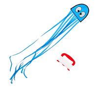 Wolkenstürmer® Mini polpo (blu) drago, Aquiloni per i Bambini, piccolo polpo singolo, con manico e cavo da 40 m, a partire dai 3 anni in su