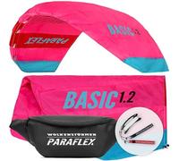 Wolkenstürmer Paraflex Basic tappetino sterzo 1.2 (rosa-rosso) - Piccolo kite per bambini a partire dai 6 anni - drago sterzo pronto per volare con 2 x 25 m Dyneemaleine & Passanti di volo