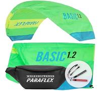 Wolkenstürmer Paraflex Basic tappetino sterzo 1.2 (verde) - Piccolo Kite per bambini a partire dai 6 anni - Drago pronto per volare con 2 x 25 m di lino di poliestere e passanti per volo