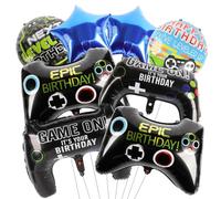 Wolkstello Palloncini Game, 8 Grandi Palloncini Controller, 2 Palloncini Rotondi in Foil, 2 Palloncini Stella Blu, Decorazione Feste Gaming per Ragazzi e Ragazze, Compleanno e Feste