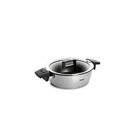 Woll Concept - Pentola Ø 24 cm, in Acciaio Inox con Coperchio, 3,6 l, a induzione, per Tutti i Piani Cottura, Resistente al Forno Fino a 200 °C, Argento con Antiaderente