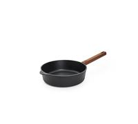 Woll Diamond QXR Eco Logic - Padella quadrata in ghisa induttiva, 24 x 24 cm, altezza 6 cm, con manico in legno solido e sostenibile, adatta per tutti i piani cottura, senza PFAS, alluminio, nero