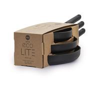 Woll Eco Lite Set 3 Padelle Antiaderenti, 20/24/28 cm, Alluminio Riciclato, Manici removibili, Nero