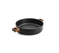 Woll Eco Logic QXR - Casseruola rotonda con 2 manici laterali in legno, induttiva, diametro 32 cm, altezza 8 cm, adatta per tutti i piani cottura, senza PFAS, rivestimento antiaderente, in alluminio