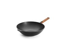 Woll Eco Logic QXR - Padella per wok e miscelazione induttiva, Ø 32 cm, altezza 10 cm, con manico in legno sostenibile rimovibile - adatta per tutti i piani cottura, senza PFAS, rivestimento