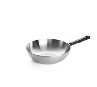 Woll Logic Steel - Padella per wok e mescolare, induttiva, Ø 30 cm, altezza 10 cm, con manico rimovibile, adatta a tutti i piani cottura, senza PFAS