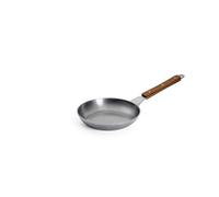 Woll Padella piatta in acciaio al carbonio, Ø 20 cm, altezza 5 cm, adatta a induzione, resistente al taglio e ai graffi, rivestimento antiaderente naturale (patina), padella in ferro