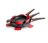 Woll PPSET1, Set di sottopentole, 2 da 35 cm di Diametro e 1 da 40 cm, Rosso/Grigio, 3 pz.