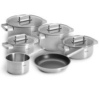 WOLL Set di pentole in acciaio inox, 10 pezzi, adatte a induzione, per tutti i piani cottura, lavabili in lavastoviglie, resistenti alla corrosione