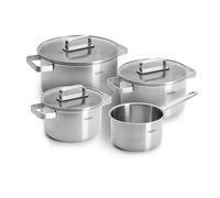 WOLL Set di pentole in acciaio inox, 7 pezzi, adatti a induzione, per tutti i piani cottura, lavabili in lavastoviglie, resistenti alla corrosione