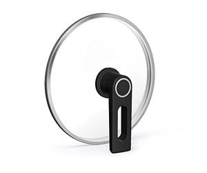 Woll Smart Lid, rotondo, diametro 28 cm, pulsante coperchio con sfiato permanente, trasparente