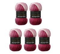 Wollbiene Moonlight Glitter Batik Simli, 5 gomitoli da 100 g, 500 g, per lavorare a maglia e all'uncinetto, 20% lana metallizzata (5300 bianco)