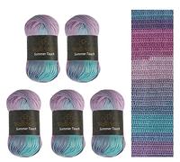 Wollbiene Summer Touch Batik, 5 gomitoli di lana da 100 g, multicolore con gradiente, 500 g di lana mercerizzata in microfibra acrilica (507 turchese viola)