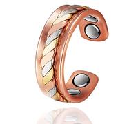Wollet - anello magnetico di rame per artrite, da uomo e da donna, intrecciato a tre colori