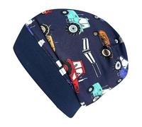 Wollhuhn ÖKO Berretto leggero da ragazza/ragazzo, con polsini elastici, per mezza stagione/estate, per bambini, in cotone (eco-tessuti, biologico) 20141128, Trecker/Trattore Blu scuro/Colorato, 52-54