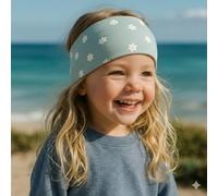 Wollhuhn ÖKO MINI Fascia elastica larga per bambini, di fabbricazione tedesca, comoda cotone (KU 48-52) (fiori blu/bianco)