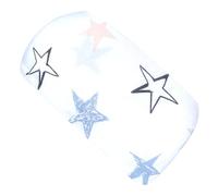 Wollhuhn ÖKO MINI Fascia elastica larga per bambini/fascia per capelli, produzione tedesca, comoda cotone (KU 48-52) (stelle bianco/pastello)