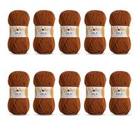 Wollidu Mila Filato per uncinetto e lavoro a maglia, 10 x 50 g/133 m, 100% poliacrilico, per uncinetto volpe, marrone