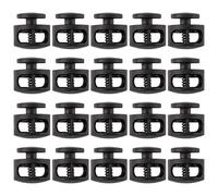 WOLMIK Cord Locks - 20 PCS Plastic Cord Locks Double Hole Spring Toggle Stopper Clip Elastic Clasp Lock Fastener for Drawstring, Paracord, Bags, Clothing, Hat Straps, Gloves String Lock Replacement
