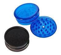 WOLMIK Grinder Plastik - Grinder in plastica, 60 mm, 3 pezzi, con conservazione, macina polline, macinino per erbe aromatiche, spezie - blu e nero