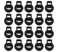 WOLMIK Serrature rotonde a foro singolo, 20 pezzi, fermi a molla in plastica per coulisse, per lacci delle scarpe, abbigliamento, zaini, colore nero, Nero , 16 x 22 x 11.5mm
