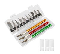 WOLMIK Set di coltelli artigianali - Set di coltelli Exacto con scatola, 3 coltelli di precisione con 10 lame di ricambio in acciaio inossidabile, set di coltelli in alluminio per fai da te, taglio