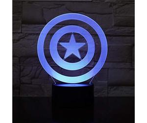 Wolobox Lampada LED con stemma dei fumetti Capitan America Black Hawk che cambia colore, luce notturna USB e decorazione