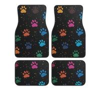 Woltant Tappetino per auto a forma di zampa di cane, con glitter colorati, 4 pezzi, antiscivolo, anteriore e posteriore, per auto, camion, SUV
