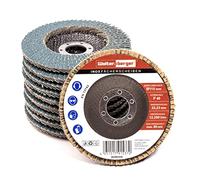 Woltersberger® Set con 8 dischi lamellari in acciaio inox, Ø 125 mm, grana P40, P60, P80, P120, blu per acciaio inossidabile, metallo/acciaio, legno, zircone coround mola dischi lamellari