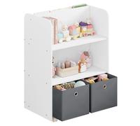 WOLTU 1 set libreria mobile per bambini con ruote libreria multiuso con scatole libreria portaoggetti su 2 lati per la scuola materna white