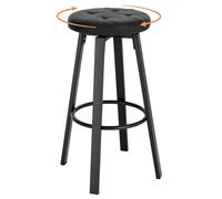 WOLTU 1 Sgabello da Bar con 4 Gambe e Poggiapiedi, Sedia Alta da Cucina in Metallo e PU, con Seduta Rotonda Φ 35,5cm, Carico di 120kg, Antracite, BH330an-1