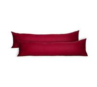 WOLTU® #1032 - Set di 2 federe per cuscini, 100% cotone con chiusura lampo, 40 x 145 cm, confezione doppia, Cotone, bordeaux, 40 x 145 cm